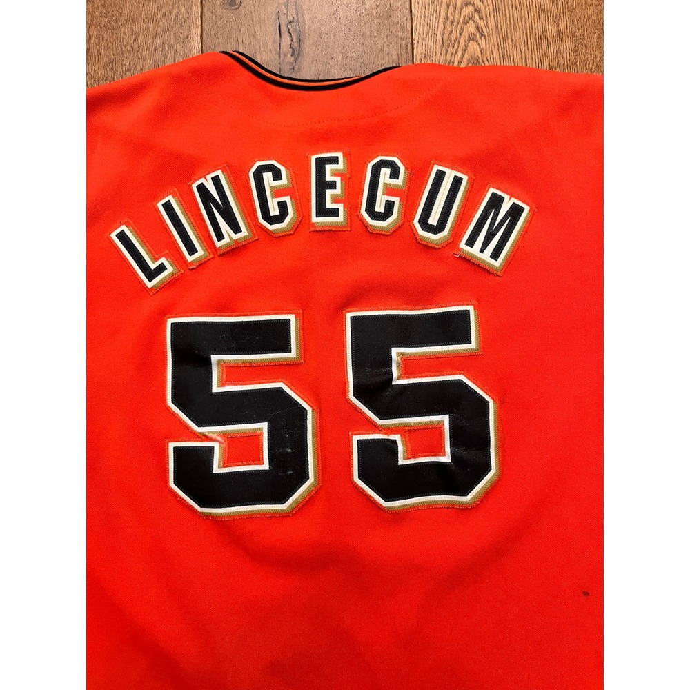 Tim Lincecum San Francisco Giants Jersey Stitched Majestic Orange Youth L